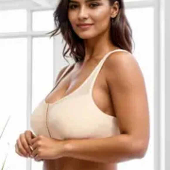 Sport Bra Front Closure Padded Wireless Fitness 8XL #3 Black, White, Beige - Picture 2 of 6
